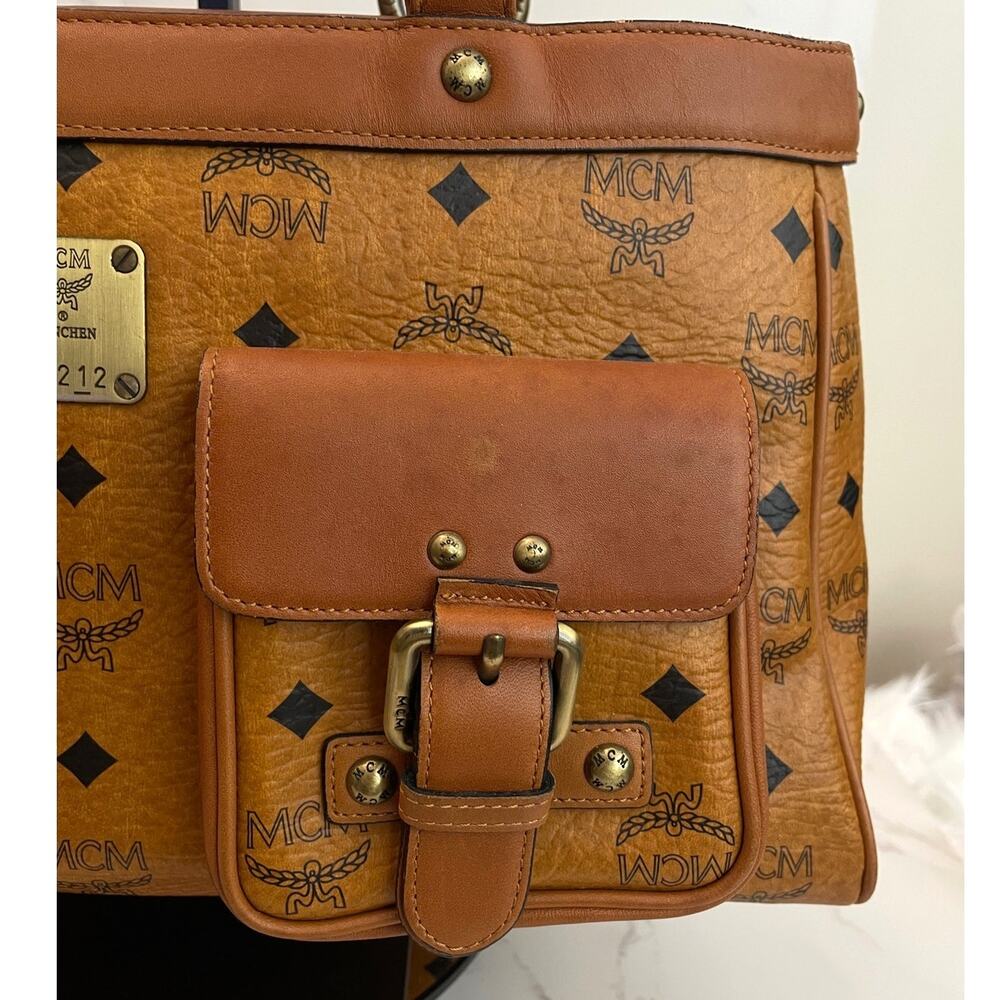MCM Vintage Top Handle Satchel / Tote Cognac Visetos Monogram Pre-Owned - Picture 6 of 13